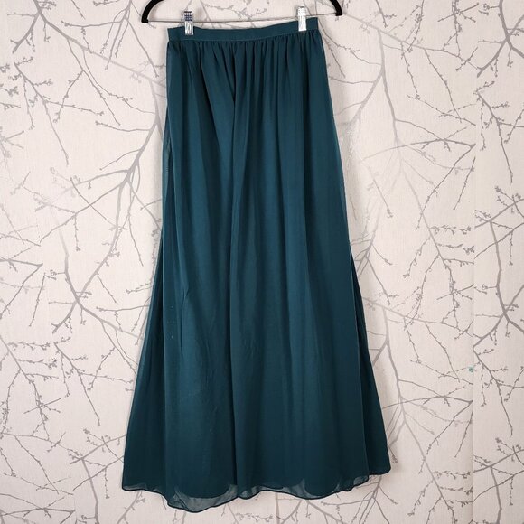 Revelry Emerald Green Flowy Pleated Chiffon Maxi Skirt - Picture 2 of 6